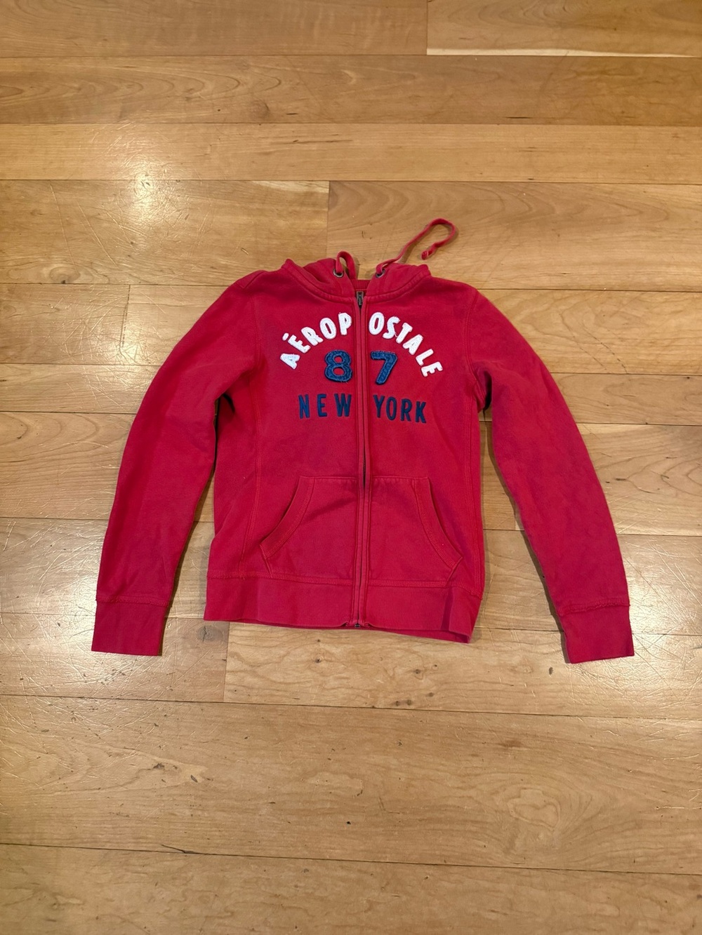 Aeropostale Red Zip Hoodie with Navy & White Logo